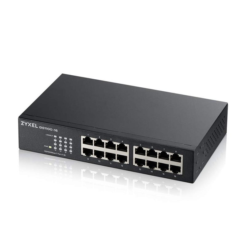 Zyxel 16-Port Gigabit Switch | Unmanaged | Fanless Design | Plug and Play Easy Installation | Network Ethernet Hub [GS1100-16v3] - Image 1